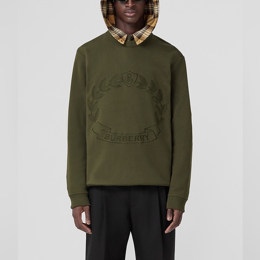 Burberry Oak Leaf Crest-embroidered sweatshirt in Olive